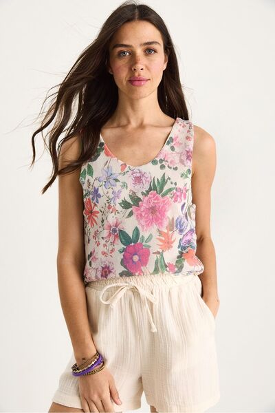 Hiccup Knitted summer blouse with Printed , thick model, Bianco Lucci