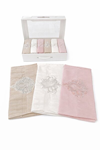 ASG TEKSTİL Set of 6 50X90 cm Patterned Hand & Face Towels