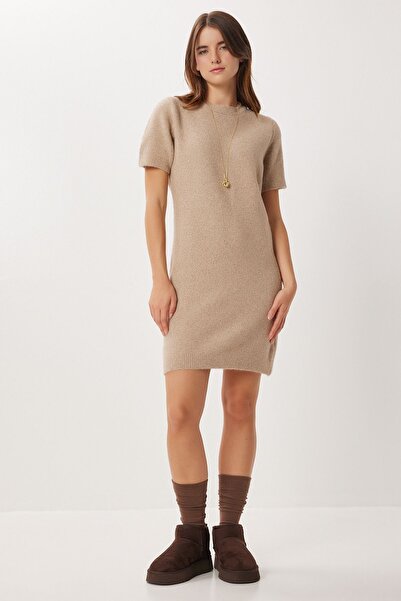 Hiccup ISTANBUL ribbed knit mini dress with round neck