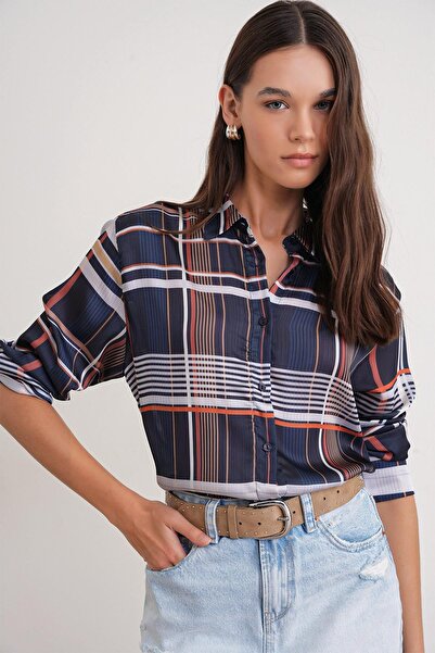 Hiccup Mixray checked button-down satin shirt