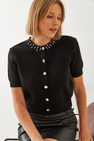 Hiccup Bianco Lucci stone-embellished knitted cardigan