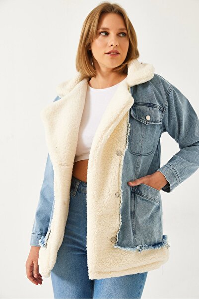 Hiccup Bianco Lucci Teddy Lined Four-Pocket Denim Jacket