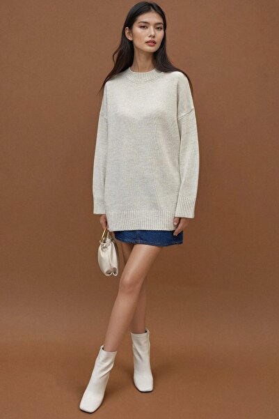 Hiccup Kalın Bisiklet Yaka Uzun Kalçayı Kapatan Kazak