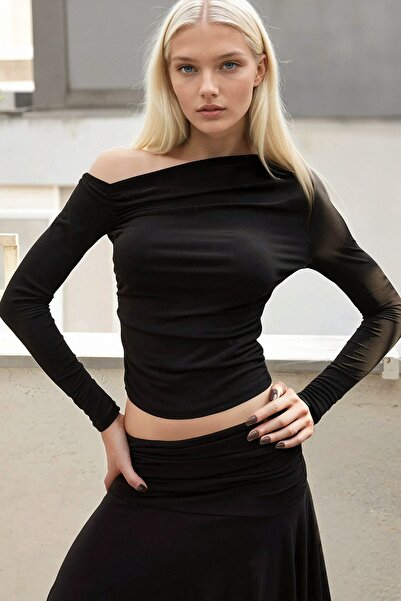 Hiccup Ασύμμετρο μακρυμάνικο μπλουζάκι με λαιμόκοψη