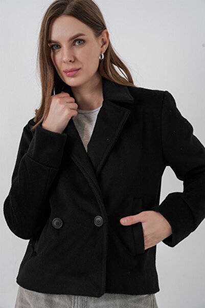 Hiccup Bdart Textured Double-Breasted Collar Jacket