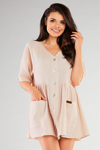 Awama Dress M258 - Beige - S/M