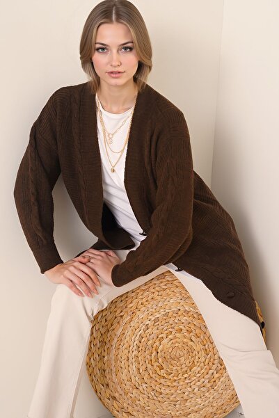 Hiccup Bdart Buttoned V-Neck Jacquard Knitwear Cardigan