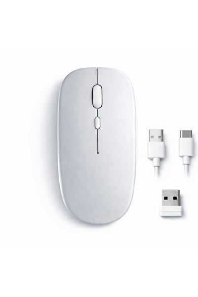 Sneezy Mac iPad PC Tablet Uyumlu Mouse Şarjlı Batarya Sessiz Tıklama USB Dong...