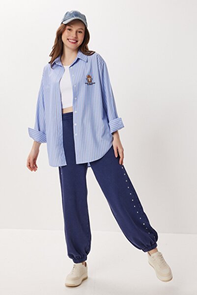 Hiccup ISTANBUL Oversized striped poplin shirt with embroidery