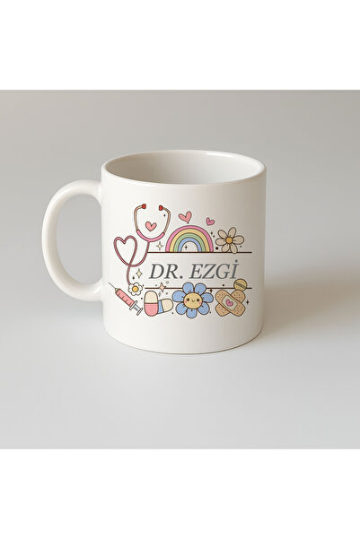 MODA Kişiye Özel Doktor İsim Dr. Baskılı Hediyelik Porselen Kupa Bardak