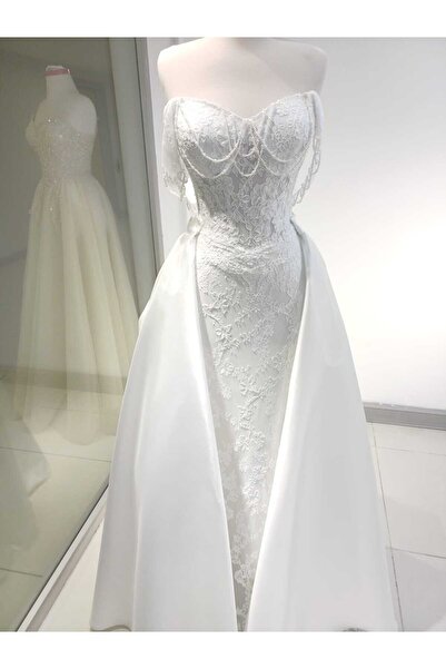 Zöhra avcı gelinlik ve moda BALIK MODEL İNCİ DESENLİ DANTEL KAPLAMA