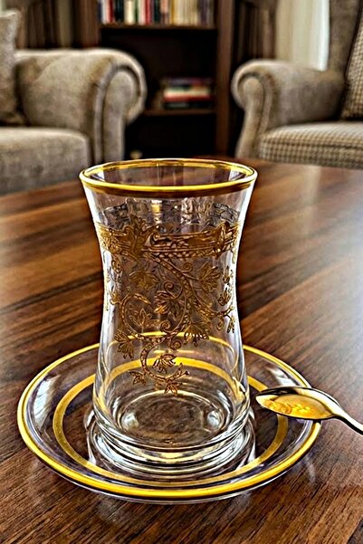 DECOSTYLE Ece Blue Matte Gold Pantograf Tea Set 12 Piece Tea Set |   Stylish ...