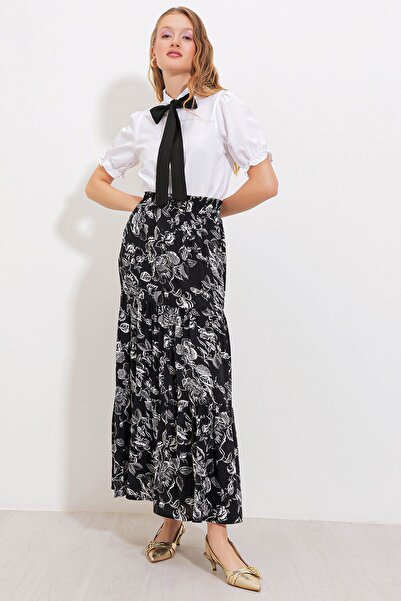 Hiccup Bdart Relaxed Fit Patterned Maxi Skirt