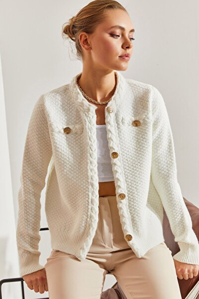 Hiccup Bianco Lucci knitted cardigan with braids