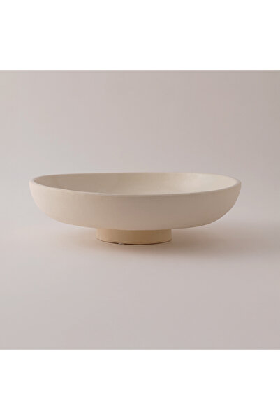 homez طبق سيراميك دائري مزخرف، بيج، 34 × 34 × 11 سم