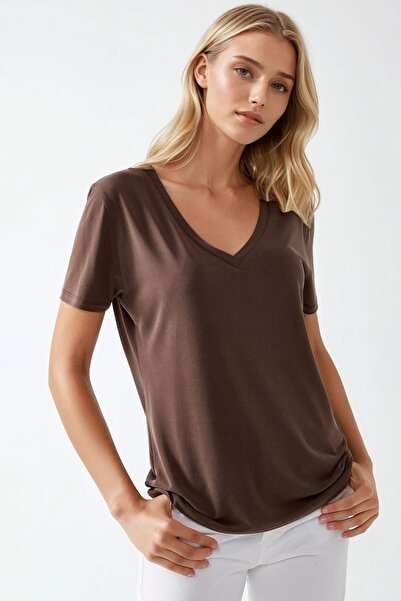 Hiccup Tricou moale la atingere, cu decolteu în V și mânecă scurtă, din amest...