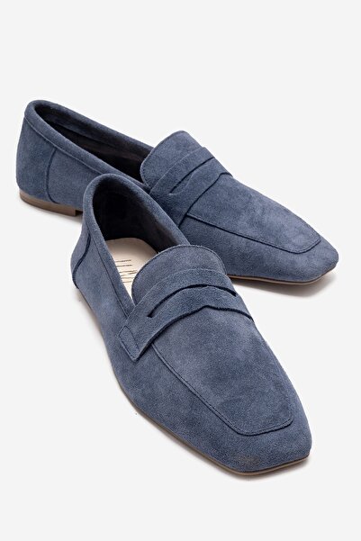 LuviShoes Morne Denim Blue Suede Genuine Leather Women's Loafer Shoes