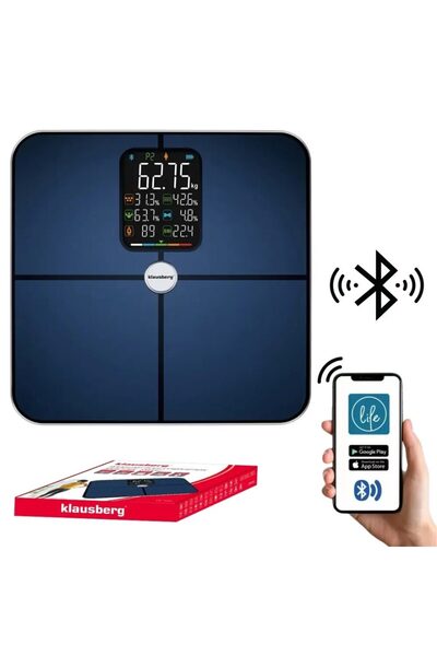Klausberg Smart bathroom scale, LCD display, Bluetooth connection, capacity 1...