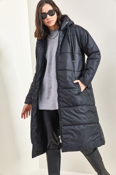 Hiccup Bianco Lucci long puffer coat with Hooded hood