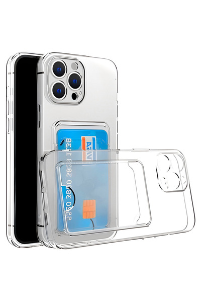 MOBİLERA iPhone 13 Pro Şeffaf Cüzdanlı Kılıf | Kart Bölmeli | Darbe ve Çizilm...