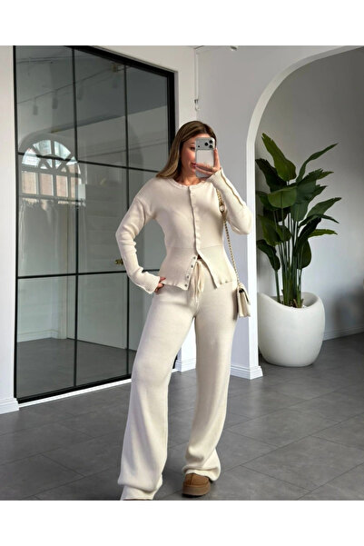 My Blog Ecru Snap Button Knitwear Set - 904