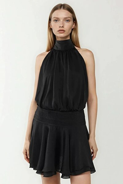 Hiccup Textured high-neck mini dress