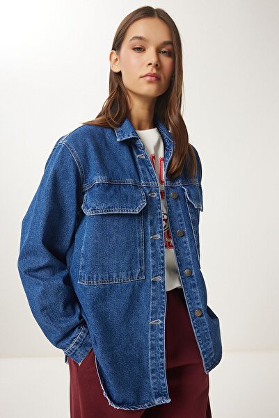 Hiccup ISTANBUL oversized denim jacket with button closure