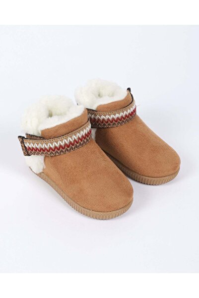 Chirpy Children's Suede Patterned Velcro Slippers - Astra