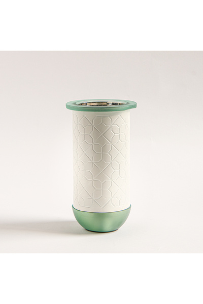 homez مبخرة عود معدنية بيضاء من مجموعة صفا، 9 × 9 × 18 سم