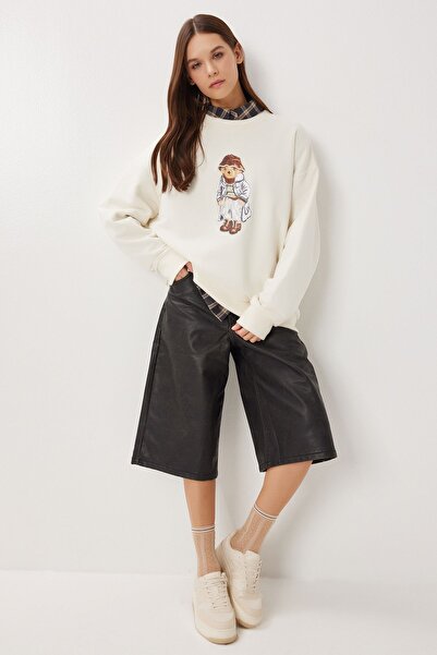 Hiccup ISTANBUL Oversized sweatshirt with round collar and printed detail