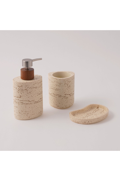 homez 3pcs polyresin rugged bath set, beige