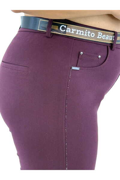 carmito Plus Size High Waist Gathering Belted Stone Detailed Knitted Women's ...