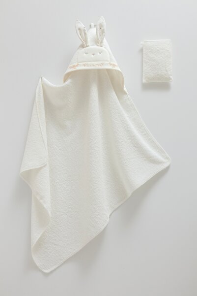 Caramell Hospital Release Rabbit Ear Hooded Baby Bathrobe, Towel and Washclot...