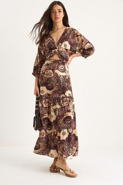 Hiccup LUCCI Ethnic Print Maxi Dress with Cut Out Detaly