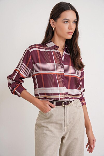 Hiccup Mixray checked button-down satin shirt