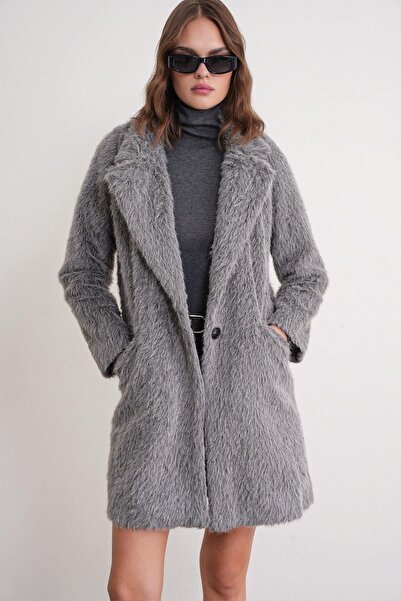 Hiccup Mixray long coat with texture and jacket collar
