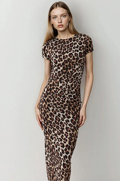 Hiccup Patterned Slit Detailed Maxi Dress