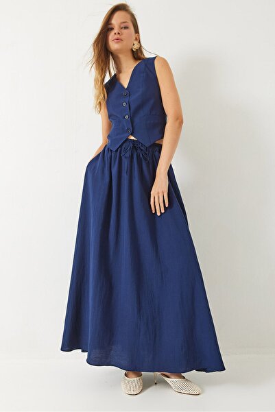 Hiccup LUCCI V-Neck Vest thaj Maxi Skirt duj kotora Coord Set