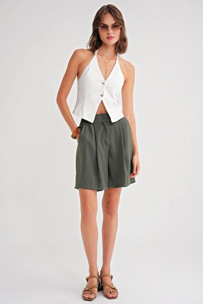 Hiccup Mixray high-waisted shorts with button pockets