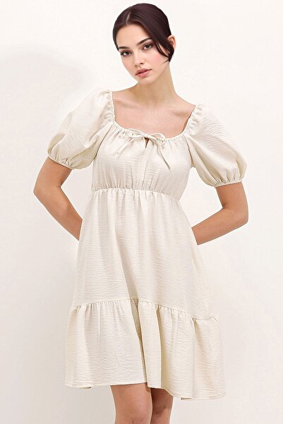 Hiccup Bdart Square Neck with Belt Short Mini Dress