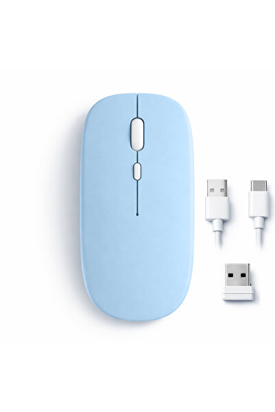 Sneezy Mac iPad PC Tablet Uyumlu Mouse Şarjlı Batarya Sessiz Tıklama USB Dong...