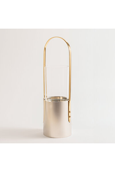 homez فانوس متوسط ​​الحجم من مجموعة أولفا، مصنوع من المعدن الفضي والزجاج، مقا...