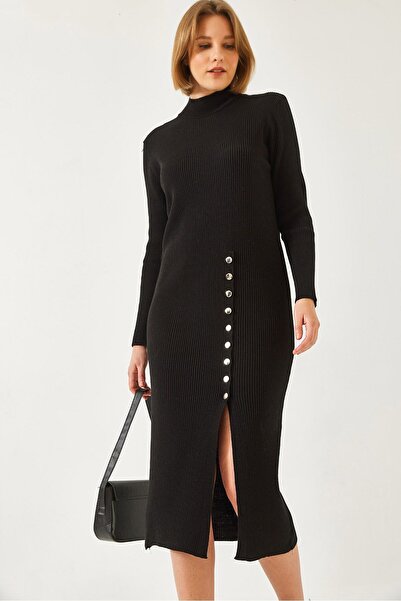 Hiccup Bianco Lucci ribbed buttoned knitted dress