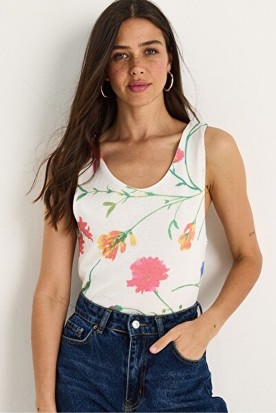 Hiccup Knitted summer blouse with Printed , thick model, Bianco Lucci