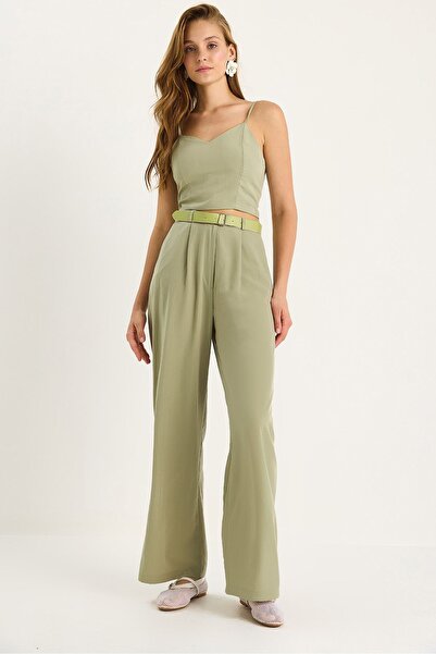 Hiccup LUCCI set with blouse and wide trousers, with V-neck and zipper