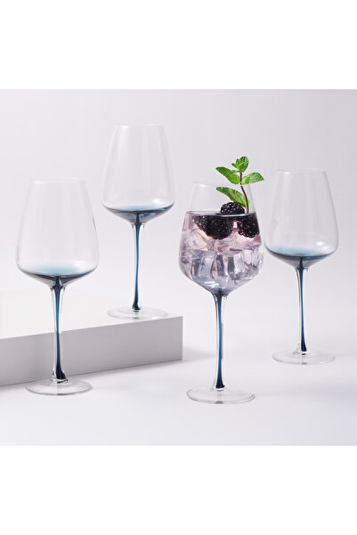 LA MESA 4Pcs Stem Glass Tumbler Set, Blue 385Ml