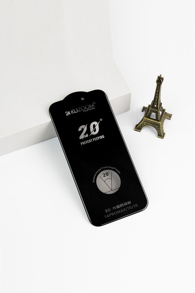Kuzoom 20 °   Lightly Curved Anti-Peep iPhone 16/15/14 Pro Max Compatible Tem...