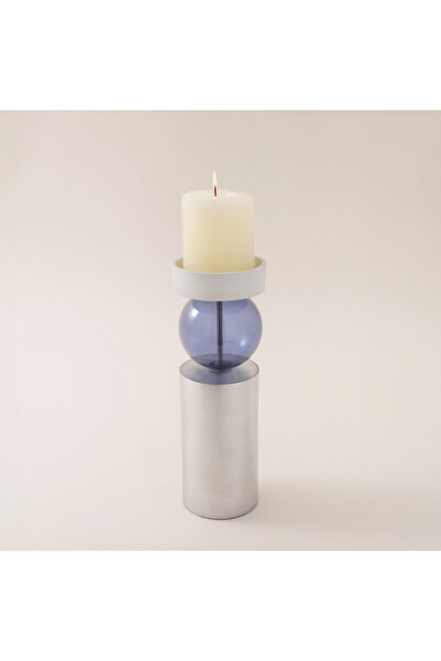 homez حامل شموع عمودي من مجموعة ياقوت، أبيض 9*9*25 سم