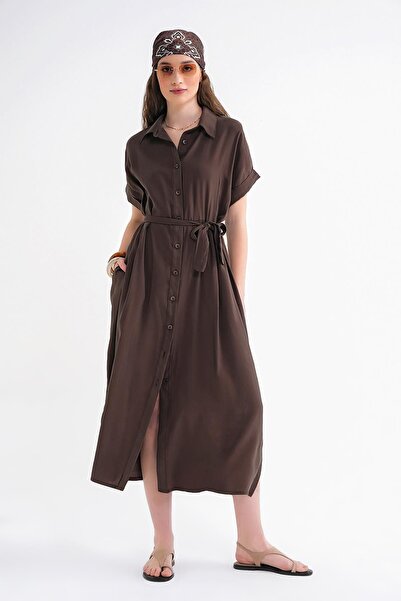 Hiccup Mixray shirt dress with belt detail