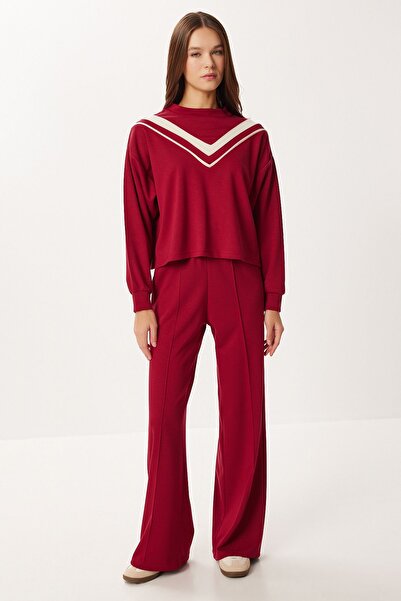 Hiccup ISTANBUL set with wide-leg, ribbed and color-blocked trousers, coordin...